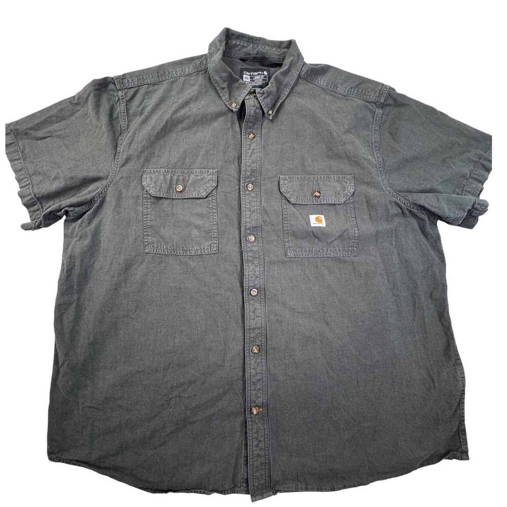 Carhartt Mens 2XL Black‎ Loose Fit Short Sleeve Button Down Shirt TW4369-M